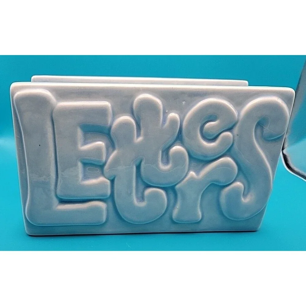 Ceramic Letter Holder Signed LB 2005 4½